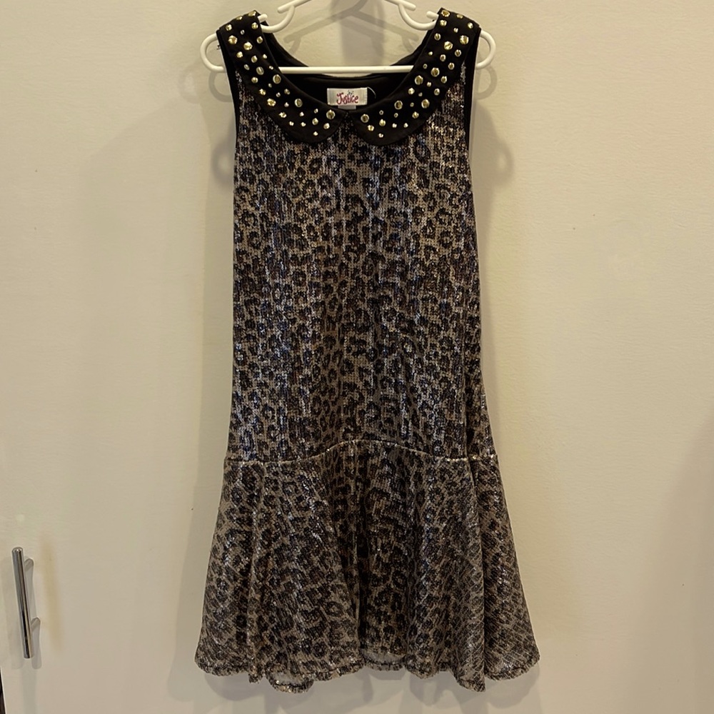 Justice sequin cheetah print dress, size 10